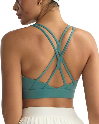 Image of RUNNING GIRL Sports Bras for Women,Strappy Crisscross Back Padded Low Impact Running Sports Bra with Removable Cups