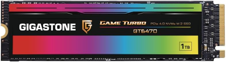 Gigastone Game Turbo PCIe Gen4x4 SSD 1TB, Speed Up to 7,300MB/s with SLC Caching Gaming/PC/Desktop/Laptop 5-Year Warranty M.2 NVMe PCIe 4.0 2280 Internal Solid State Drive