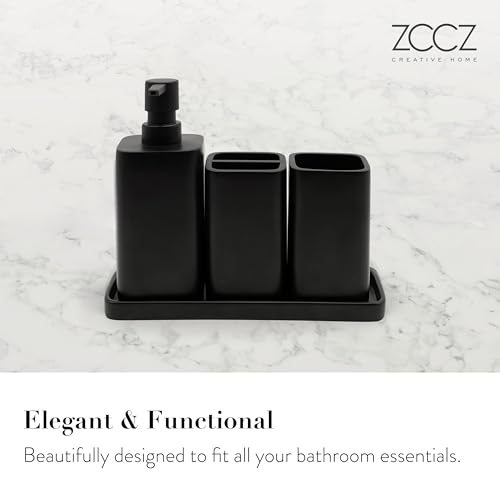 image for ZCCZ Matte Black Bathroom Accessory Sets, 4 Pieces Bathroom Accessorie