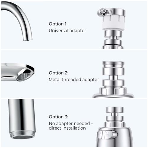 Miniatura 6 de Vinabo Aireador Para Grifo 360 Giratorio Boquilla Grifo Cocina, Boquilla Grifo Cocina Fregadero Con Filtro Regulador De Cabezal 2 Modos,Aireador Grifo,Atomizador Grifo,Cabezal Grifo Cocina,De Plata