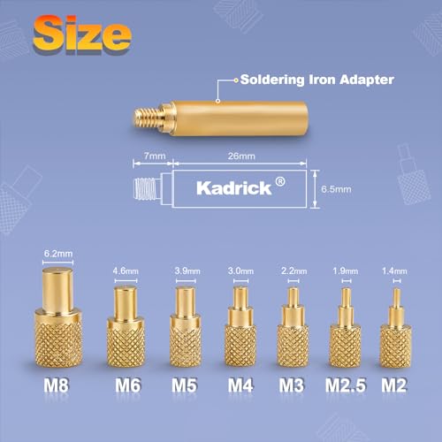 Image of Kadrick Soldering Tips /Heat Set Insert Tips - for Heat set Inserts,7 Tips for Threaded inserts M2 M2.5 M3 M4 M5 M6 M8, Heat Set Insert Tool for 3D Printer Users,Compatible with 900M /T18 /FX-888D Irons