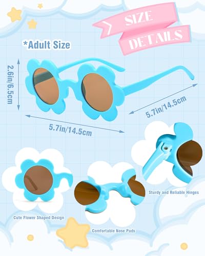 12 Pack 5.71'' Adult Flower Sunglasses Bulk, Cute Colorful Flower Glasses for Women Party Favors4
