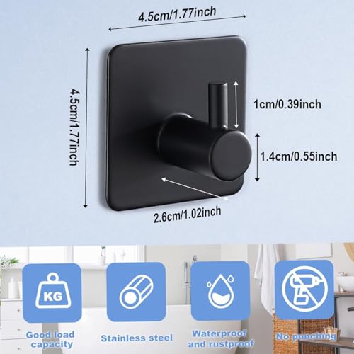 Handtuchhalter Ohne Bohren,Handtuchhaken 4er Stück Klebehaken Edelstahl Badezimmer Handtuchhalter, wasserfeste Klebehaken, Selbstklebende Wandhaken als Handtuchhaken ohne Bohren, Ideal für Badzimmer