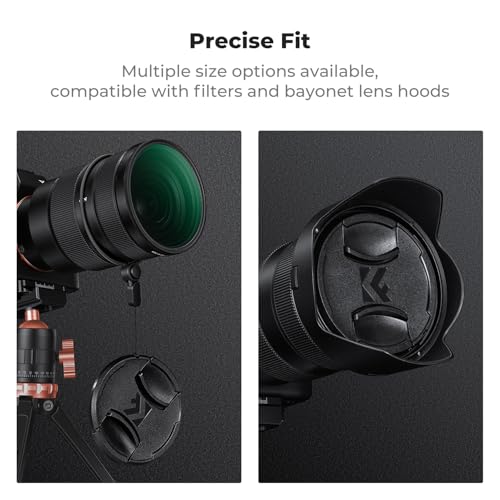 Image of K&F CONCEPT 52mm Lens Cap Cover, 4-in-1 Center Pinch Lens Cover Black | Anti-Loss Keeper Leash Microfiber Cleaning Cloth Kits Compatible with Nikon, Canon, Sony, Fujifilm Camera Lenses, PC02