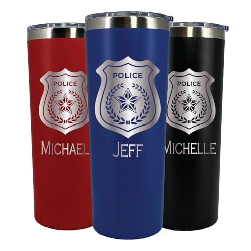 AVITO 22 oz Personalized Police Tumbler - Laser Engraved - Stainless Steel - Vacuum Insulated - Police Officer Gifts - Polic Tumbler - Policeman Gifts