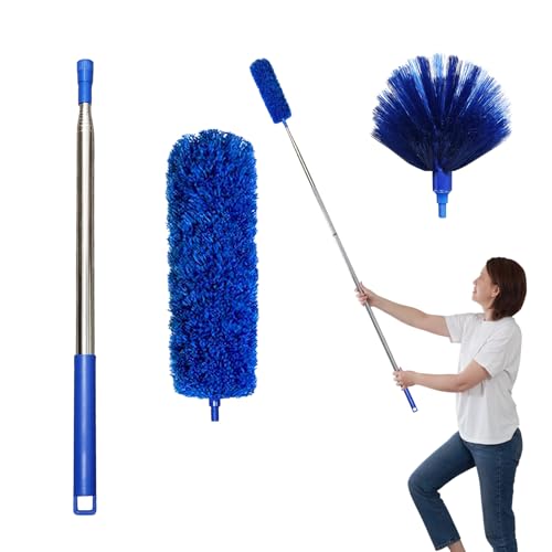 Cobweb Dusters with Extension Pole 100-inch, Spider Web Brush & Ceiling Cleaning Kit, Washable