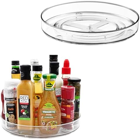 Amolliar 11" 2 Pack Lazy Susan Organizer, Non-Skid Rotating Turntable Spice Rack for Cabinet, Fridge, Kitchen, Pantry Organizers and Storage, Dining Table, Countertop, Vanity, Under Sink Organizer Cover