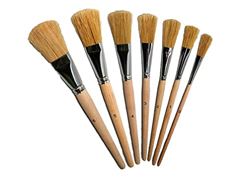 Universalpinsel - Set mit 7 Pinseln; für Haushalt, Kunst, Hobby, Schule und Handwerk mit Holzstiel und strapazierfähigen Naturborsten. Guter Lasur- und Lackpinsel Cover