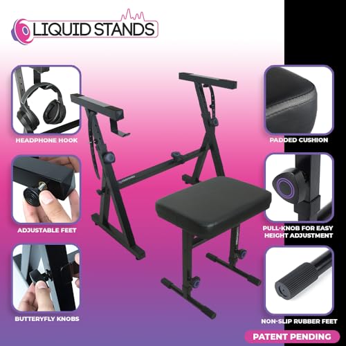 Liquid Stands KIT-MS1078-MS1083 Piano Keyboard Stand And Bench Set thumb #4