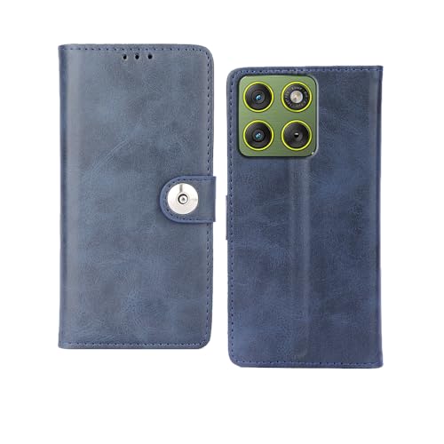 Image of amazon basics Moto Edge 70 5G Flip Cover | Card Pockets Wallet & Stand | Flip Cover for Moto Edge 70 5G (Blue Button)