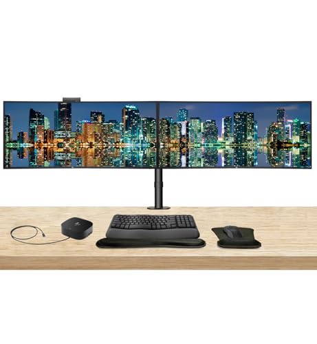 Image of HP Series 5 Pro 34-inch 534pm Curved 2K WQHD Conferencing Monitor 2-Pack Bundled with Desk Mount Stand, USB-C Multiport G5 Dock, MK670 Wireless Keyboard & Mouse, Gel Mouse & Wrist Pad