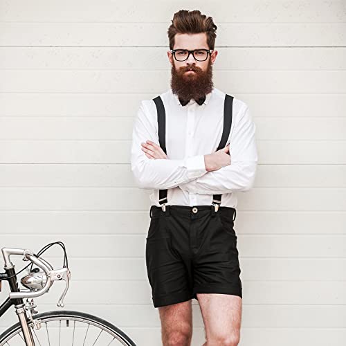 Image of Haysandy 6 Set Men Suspender and Bow Tie Set Bulk Pack Y Back Y Shape Adjustable Elastic Suspender for Adult Women