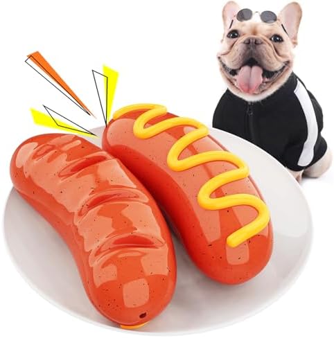 Large Size Hotdog Dog Squeaky Toy for Medium/Large Aggressive Che...