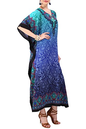Miss Lavish London Ladies Kaftans Kimono Maxi Style Dresses Suiting Teens to Adult Women in Regular to Plus Size (US 14-18, 101-Blue)