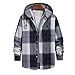 Men's Casual Lightweight Plaid Hooded Coats Fashion Open Front Loose Button Tops Spring Soft Breathable Outdoor Shirt Jacket (Dark Blue,XX-Large)