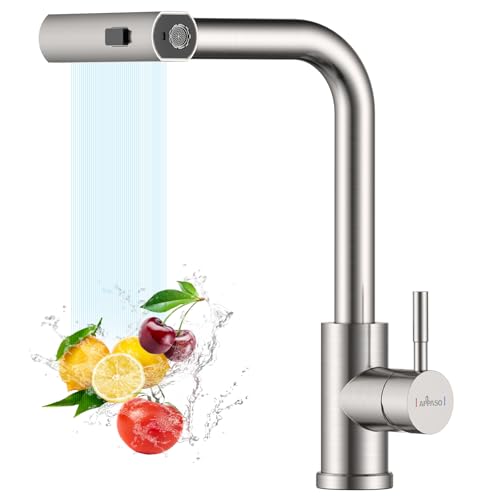 APPASO Rubinetto da cucina High Rduck, rubinetto da cucina cascata con 4 tipi di getto