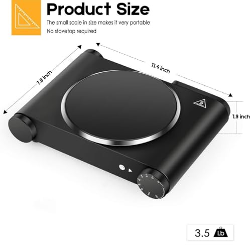 Image of 1200W Infrared Single Burner Electric Hot Plate, Fast Heating & Energy Efficient, 7 Inch Ceramic Glass Portable Electric Stove with Adjustable Temperature Control, Compatible w /All Cookware