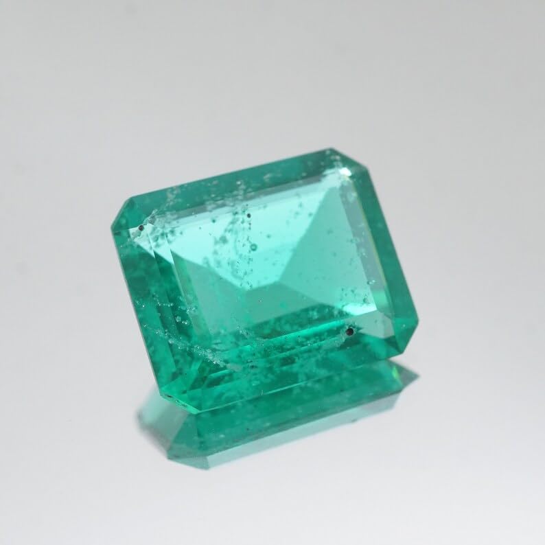 Pierre précieuse émeraude laboratoire rectangulaire 11x9 mm fabrication bijoux - 5