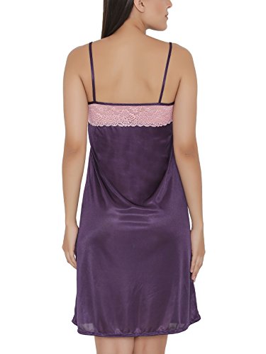 Clovia Women's Satin Short Nighty with Lace - Image 4