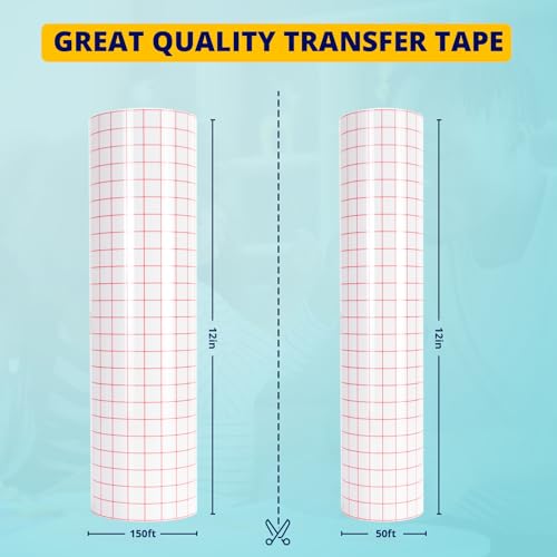 HTVRONT Transfer Tape for Vinyl - 12\" x 150 FT Red Alignment Grid Clear Transfer Paper for Vinyl for Self Adhesive Vinyl - Medium Tack Vinyl Transfer Tape for Decals Signs Windows Stickers - Thumbnail 5