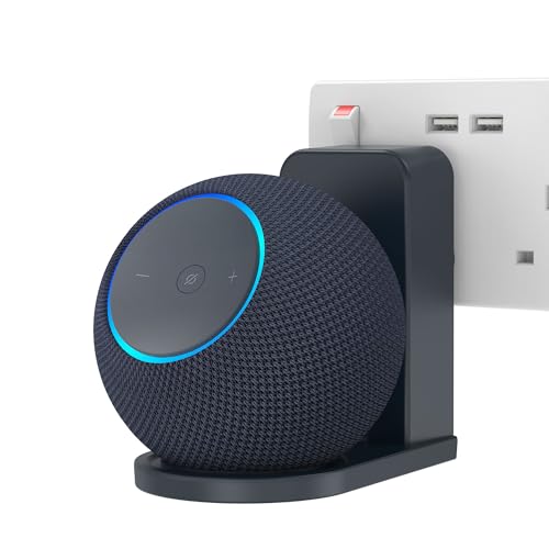 HomeMount Wall Mount for Dot Max & Nest Mini Plug-In Speaker Holder with Cable Management Space-Saving No-Drill Design Tidy & Secure Socket Mount (Graphite)