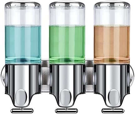 Dispensador de jabón para baño, dispensador de champú y acondicionador de 17 oz*3 para montar en la pared, dispensador de ducha de jabón, 3 cámaras,