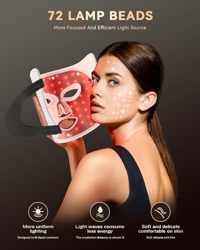 LED Light Therapy Mask Skin Care Mask, LED Red Light Therapy 630nm & 830nm Wavelength for Home Use, Body Beauty Machine for Care at Home (premium white) - Image 4