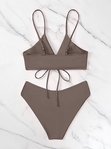 Image of Meetall Women's High Cut String Triangle Bikini Set Swimsuits Sexy Bathing Suits 2 Piece