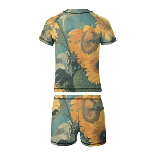Sunflowers with LeavesChildren's Casual Swimsuit Set - Simple and Versatile8-10Y（130cm）4