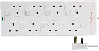 PRO ELEC PELB1929 5m 8 Way Individually Switched Surge Protected Extension Lead, White