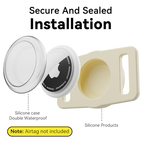 Image of GOCII for Airtag Dog Collar Holder 2 Pack,Waterproof Dog Collar Holder for Apple AirTag(Gen 1 & 2),Silicone Air Tags Case for Dog Collars(Beige & Gray)