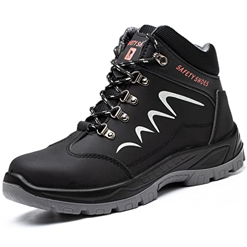PAQOZKC Botas de Seguridad para Hombre Mujer Invierno Zapatillas de Seguridad con Punta de Acero Calzado de Seguridad S3 Deportivo(678/black/45) Cover