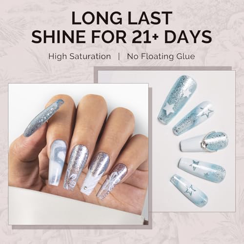 Image of MelodySusie Snowflake Blue Glitter Gel Polish,0.5fl oz Nails Soak Off UV LED Lake Blue Shimmer Sparkle Gel Polish Gift for Women Nail Art Manicure Salon DIY Nail Design Decoration at Home-1752