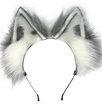 Agymo Handmade Grey Wolf Ears headband,Animal ears headbands, Wolf fox ears, Costume Headwear Halloween costume accessory