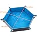 SIQUK 4 Pieces Dice Tray Set Foldable Dice Trays Hexagon Rolling Tray PU Leather Holder Srotage Box (Camel, Sky Blue, Black, Gray)