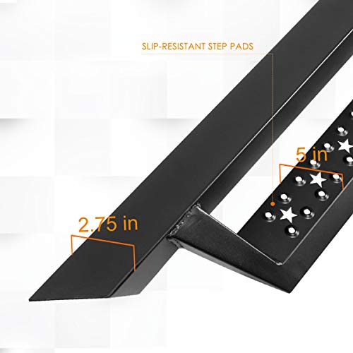 2.75" Black Drop Side Steps Nerf Bars Running Boards Compatible With 07-19 Chevy Silverado/Gmc Sierra Crew Cab (Pair) #TOP2