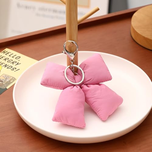 Image of Pink Bow Keychain Bag Charms Y2K Bowknot Plaid Keychains Coquette Aesthetic Purse Handbag Backpacks Charms (Pink 2)