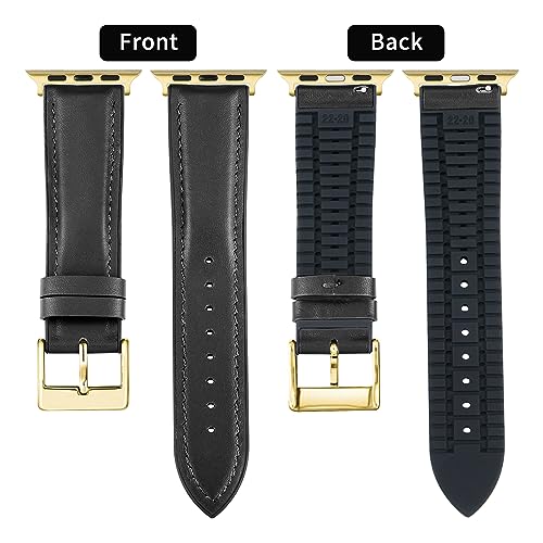 Image of BINLUN Leather Silicone Bands Compatible with Apple Watch 38mm 40mm 41mm 42mm 44mm 45mm 46mm 49mm Sweatproof Replacement Strap for iWatch 11 /10 /9 /8 /7 /6 /5 /4 /3 /2 /1 /Ultra /SE Men Women