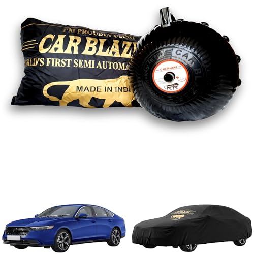 Image of CARBLAZER Portable & Semi-Automatic Full Body Car Covers: Heavy Duty Device| Anti-Theft| Dust & Scratch Proof | Water & Wind Resistant|Custom Fit| Dual-Side Cover, Compatible for Honda Accord New