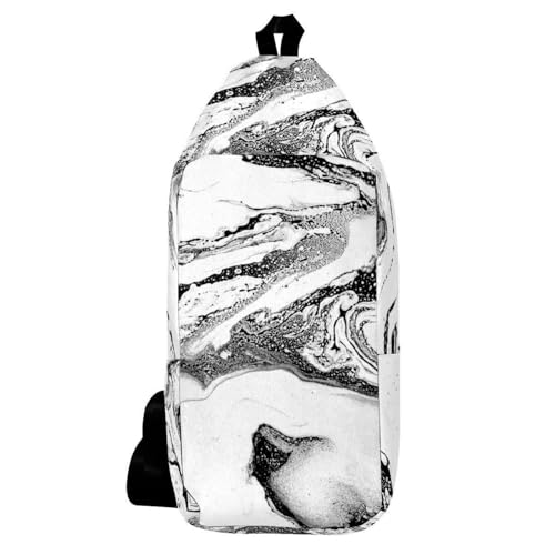 Sac à dos à bandoulière texture d'eau noir et blanc au design ergonomique