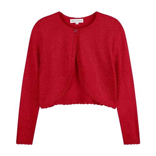 Image of Girls Cardigan Bolero Ruffle Open Front Button Cover-Up 3-12Y