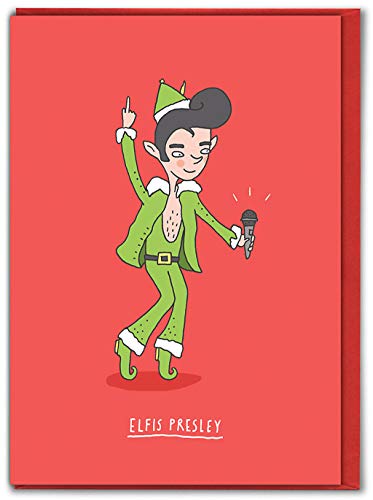 Image of Brainbox Candy - Funny Xmas Cards - Funny Christmas Cards For Friends - 'Elvis Presley' - For Mum and Dad Him Her Boyfriend Girlfriend Partner