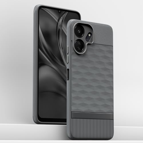 Image of Pikkme Back Cover for Redmi 13c 4G / Redmi 13c 5G / Poco C65 Camera Protection 3D Hexa Cube Design Silicone Protective Bumper Case (Grey)