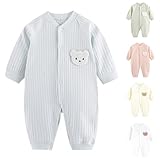 Newborn Baby Cute 𝐁ear Jumpsuit Soft Long Sleeve Button Down Onesie Infant Cotton Soft Comfort (Beige, 0-3 Months)