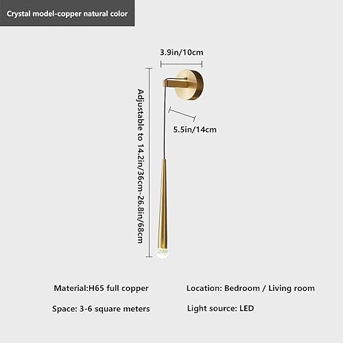Miniatura 3 de Luces de pared de bola de cristal de lujo, lámpara de pared LED americana H65 de cobre completo, lámpara de pared moderna minimalista para