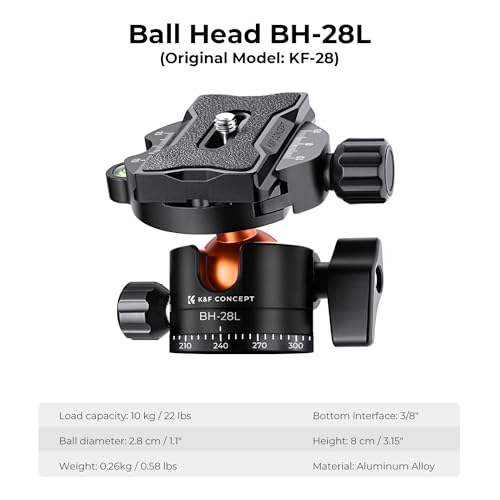 Miniatura 5 de K F Concept Trípode De Cámara,200cm Trípode Video Profesional Aluminio Con Monopié, Trípode Fotografía Con Columna Central Con 360 Rótula De Bola Y Placa De Liberación Para Cámara Dslr K234a7 S210