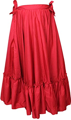 Trade MX Folkloric Mexican, Flamenco, Bomba y Plena and Belly Dance Skirts for Women and Girls (Choose Size and Color) Red2