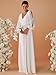Ever-Pretty Women's V Neck Long Lantern Sleeves Floor Length Ruched Chiffon A-Line Formal Evening Dress Cream US16
