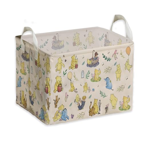 Image of ZsaTuiy Winnie baby Stuff，Winnie Storage Nursery Basket, Large squarecanvas Laundry Hamper With A Waterproof PECoating, Foldable, Bathroom and Bedroom SetClothes ,Toys Bin, Baby Nursery HamperDecor