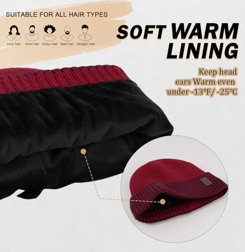 Image of Wmcaps Warm Beanie for Men Women, Fleece Lined Beanie Warm Winter Caps Unisex Fashion Knit Cuffed Cap